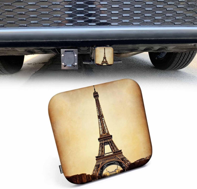 Beabes Eiffel Tower Hitch Covers for Trucks Grunge Paris Eiffel Tower Trailer Hitch Cover, 2 Inch Tow Receiver Tube Plug Cap, Trailer Hitch Cover Compatible for Cars Pickups - Image 1